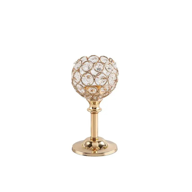 Gold Crystal Tealight Candle Holder – Elegant Home Decor Candle Holder Richie's Gold 17cm