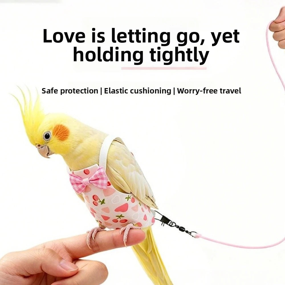 Fruit Print Parrot Harness Diaper & 2m Leash – S/M/L Bird Harness Leash Richie's