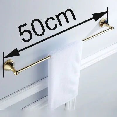 Wall Mounted Brass Towel Bar with Hook 60cm – Chrome/Gold Towel Bar Rack Richie's Gold 50 CM