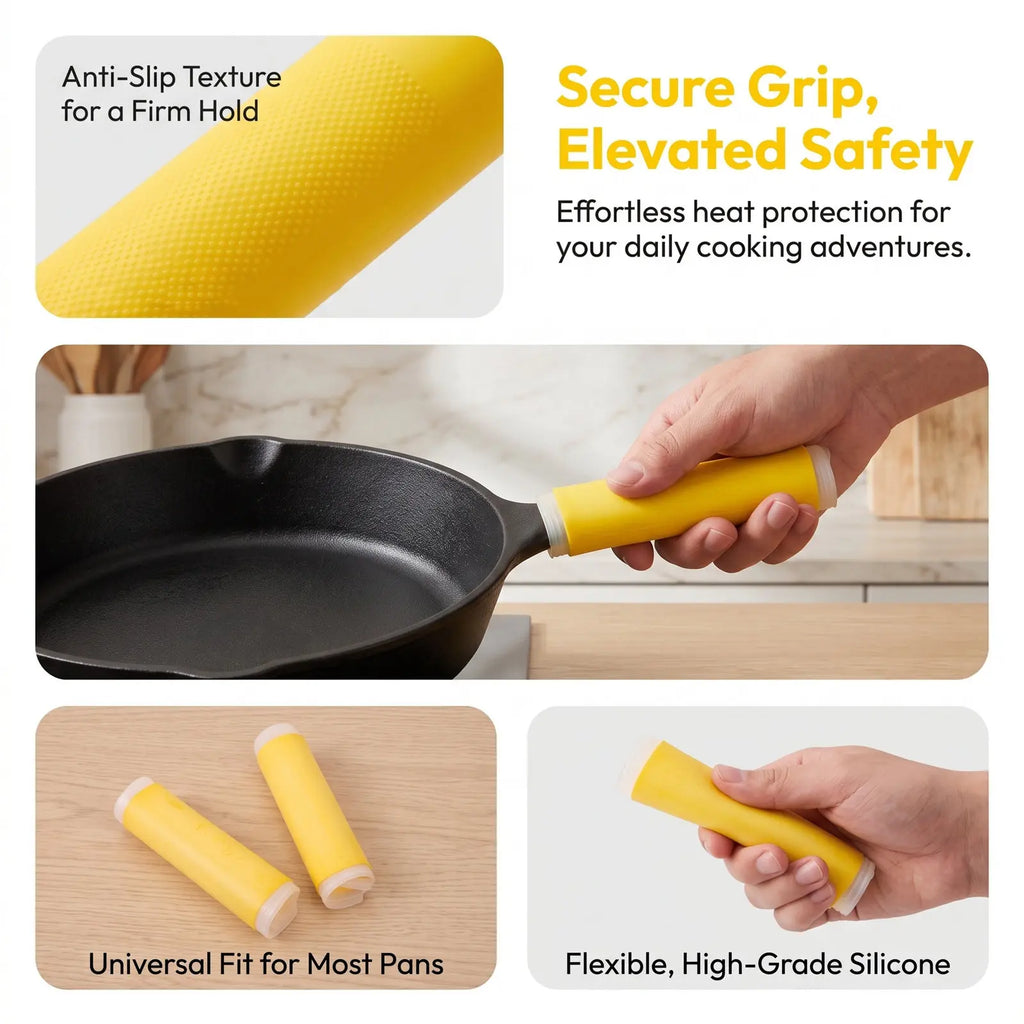 2-Pack Silicone Pan Handle Sleeves – Heat-Resistant Covers Pan Handle Sleeves Richie's