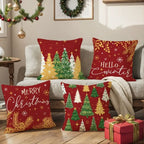 Christmas Cushion Cover – Tree Print Checkered Pillowcase 45×45cm Decorative Pillow Cover Richie's