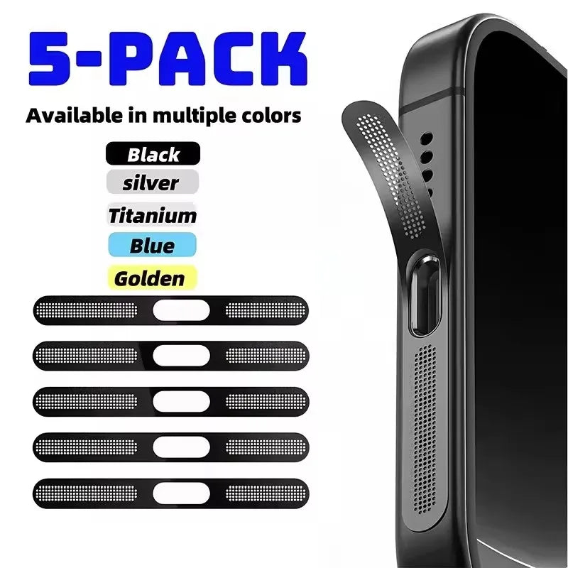 5-Pack Metal Anti-Dust Mesh Stickers for iPhone 17 Series Phone Dust Protector Richie's