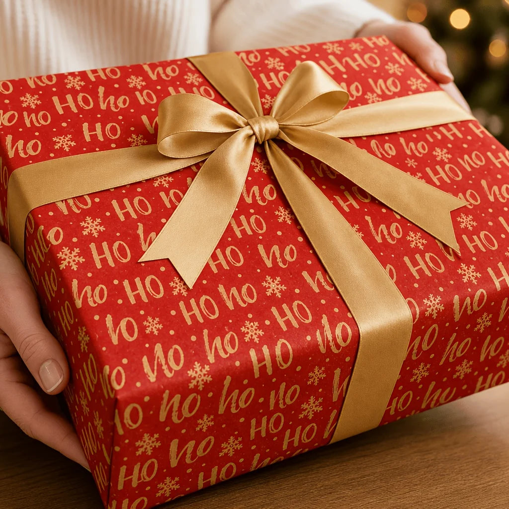 Christmas Kraft Wrapping Paper Roll – Vintage HoHoHo Design Gift Wrapping Paper Richie's