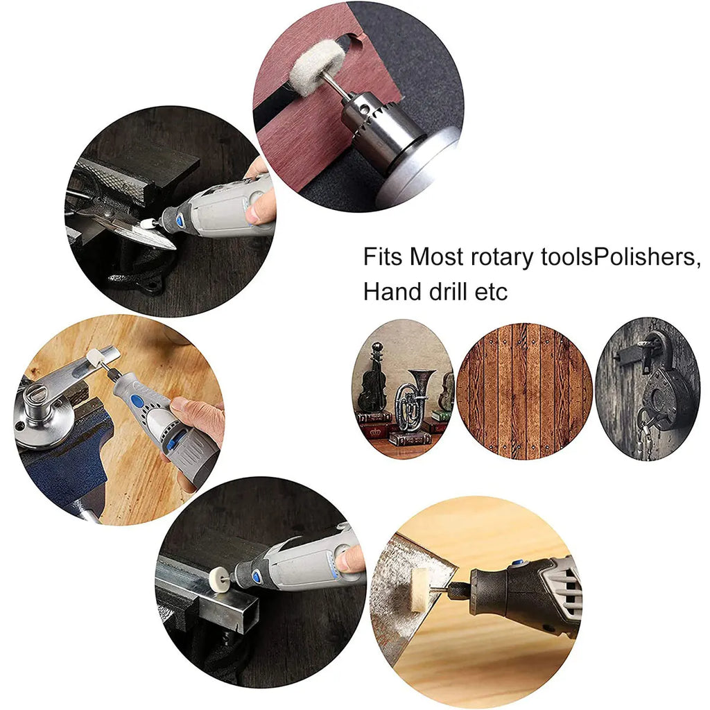 Wool Felt Polishing Wheel Set 100/120/145Pcs – 3mm Rotary Tool Polishing Wheel Set Richie's