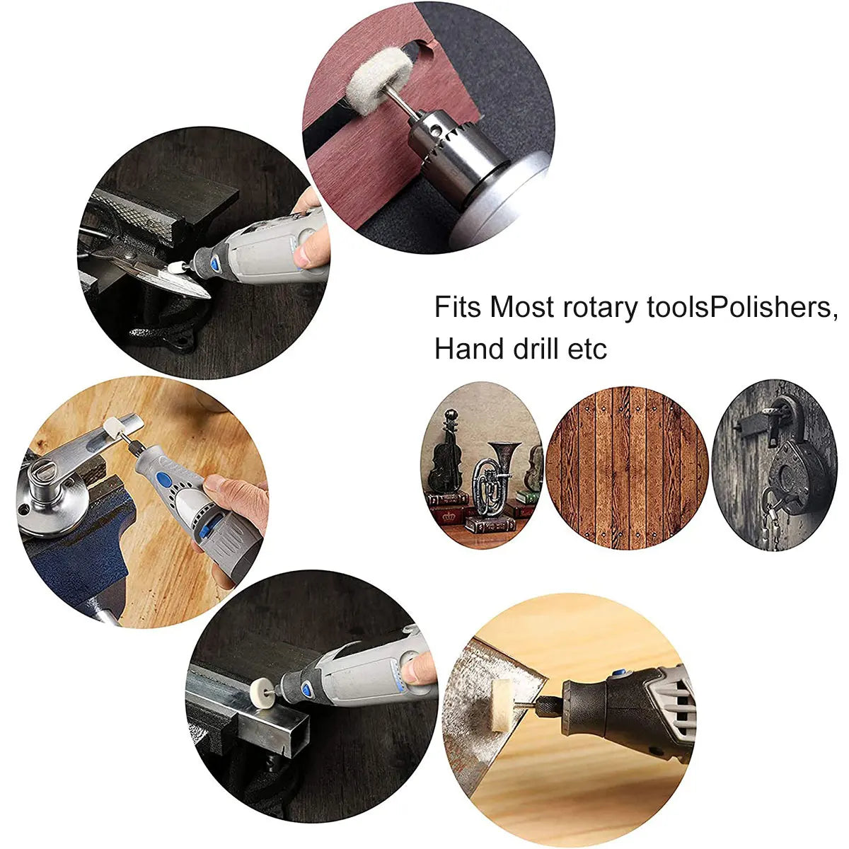 Wool Felt Polishing Wheel Set 100/120/145Pcs – 3mm Rotary Tool Polishing Wheel Set Richie's