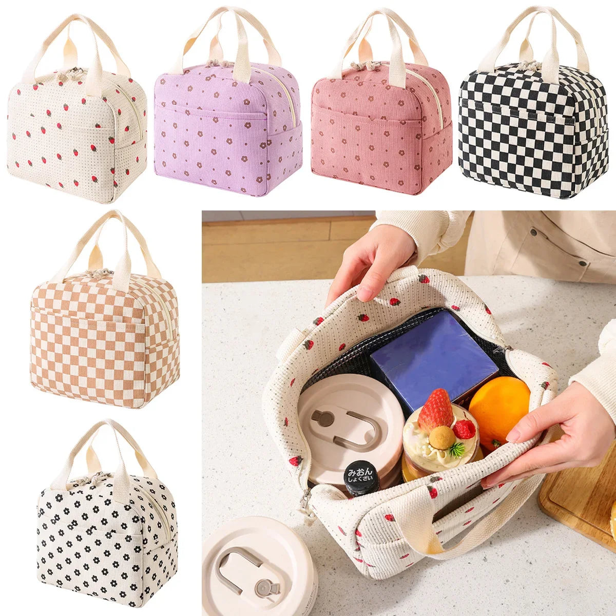 Floral Insulated Lunch Bag – Waterproof Thermal Cooler Tote Insulated Lunch Bag Richie's