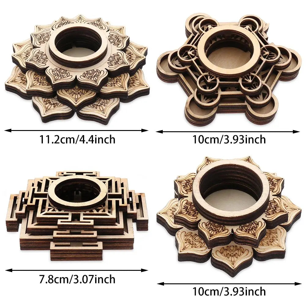 Lotus Wooden Crystal Ball Base | Meditation Decor Stand Crystal Display Stand Richie's
