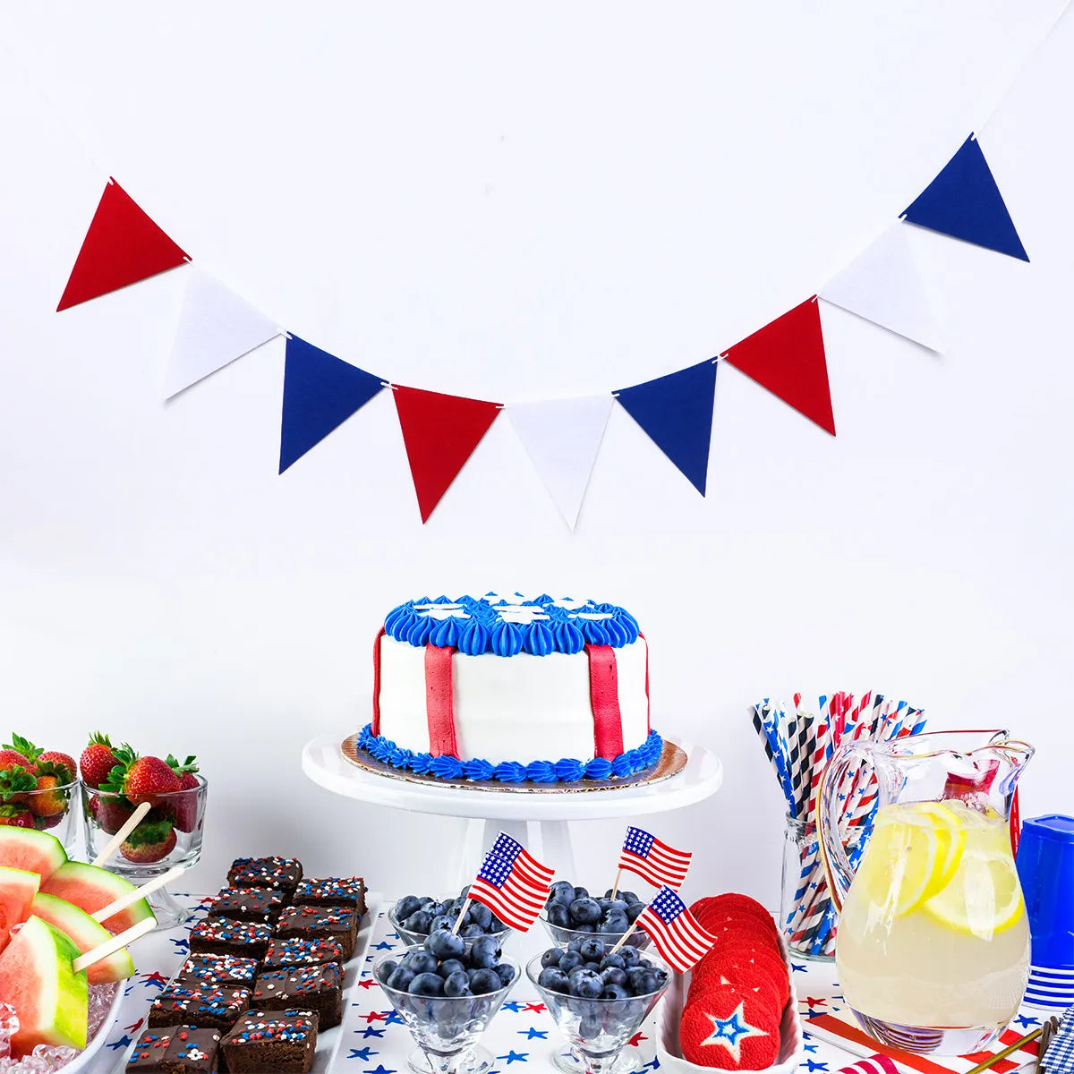 2.5m Patriotic Felt Bunting Banner Red White Blue Garland Patriotic Bunting Banner Richie's