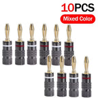 Gold-Plated 4mm Banana Plugs Solder-Free Screw Lock | FUCHU Audio Banana Plug Richie's 10PCS