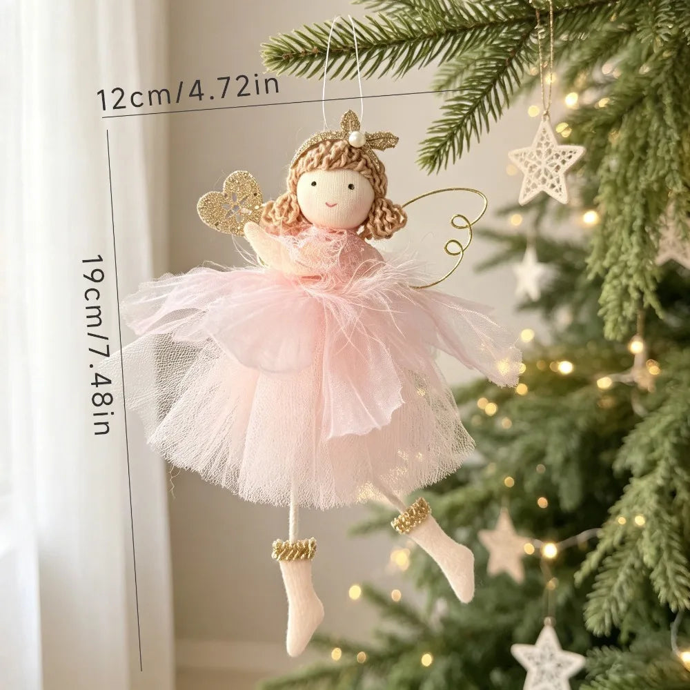 Plush Christmas Angel Ornament – Fluffy Wings Hanging Pendant Christmas Ornament Richie's Style-4