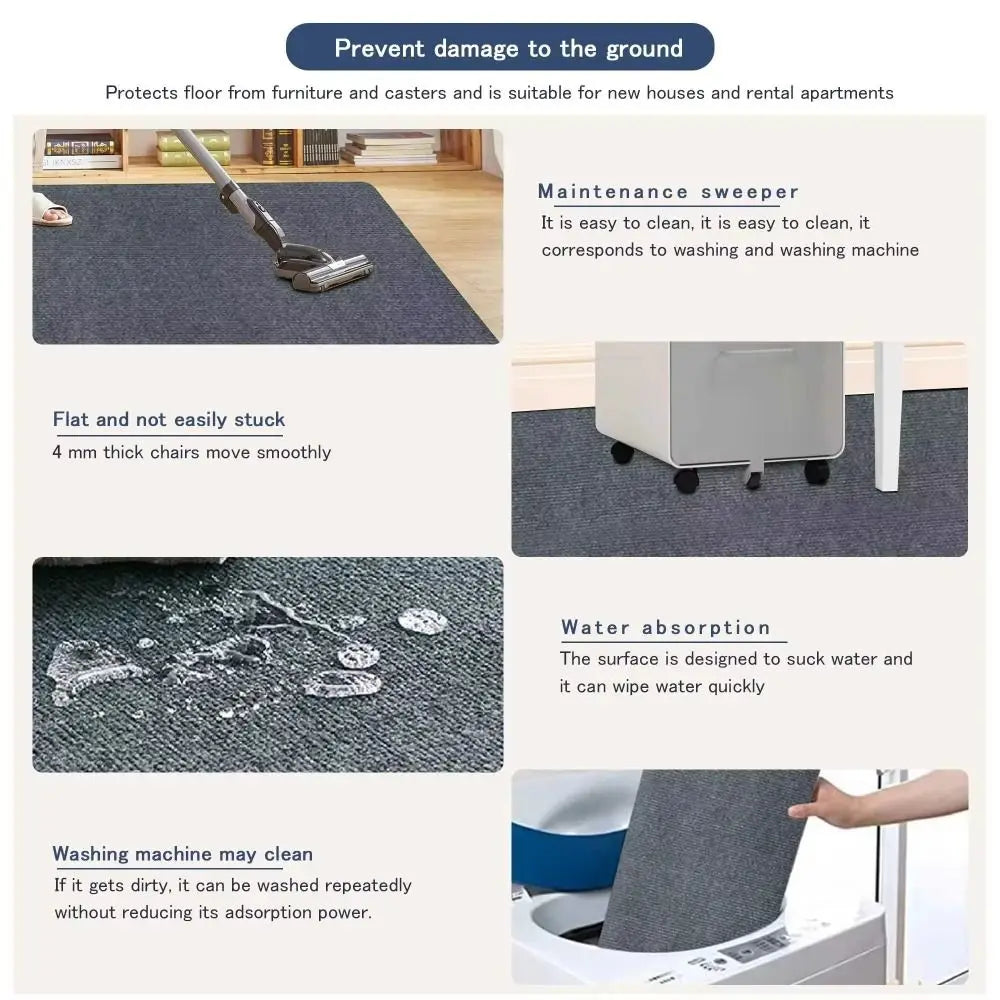 Anti-Slip Office Chair Mat – Polyester Floor Protection 90x140cm Office Chair Mat Richie's