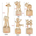 Wooden Push Puppet Animal Desktop Ornaments – 5 Fun Shapes Desktop Wood Ornament Richie's