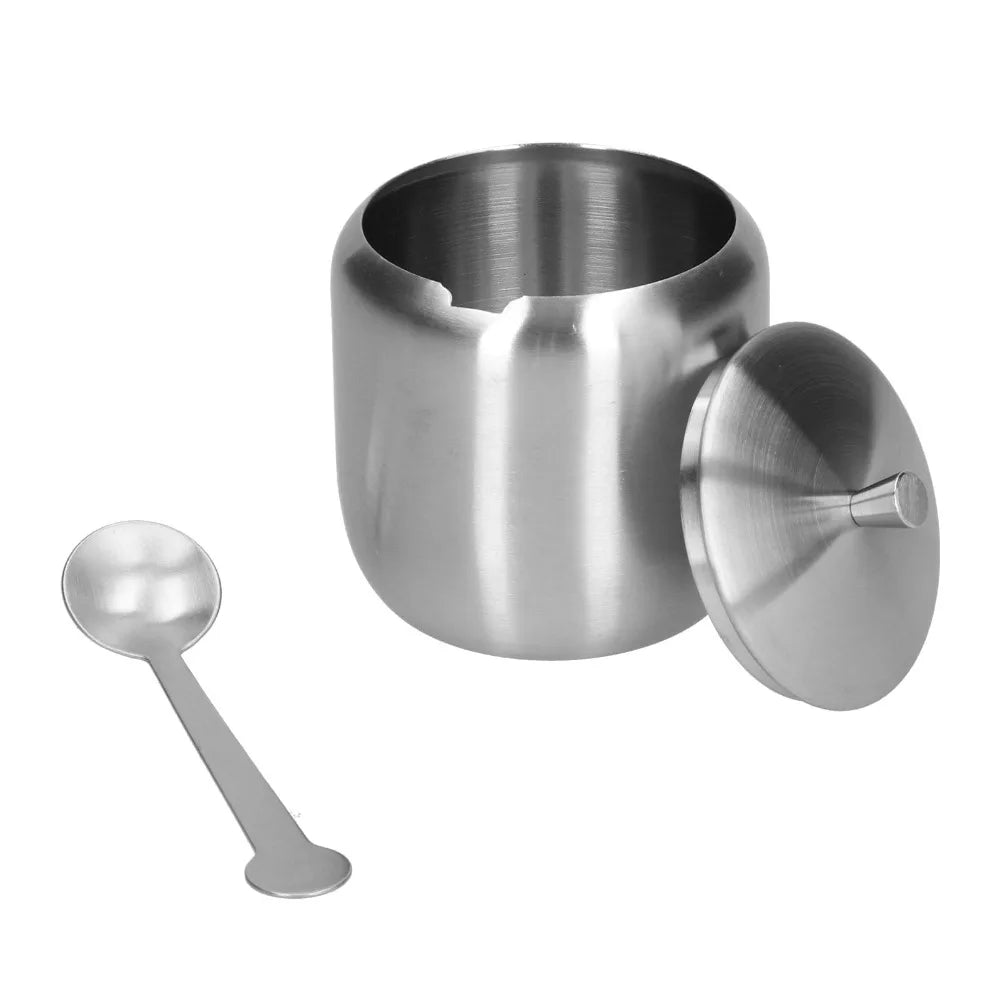 300ML Stainless Steel Sugar Bowl with Lid & Spoon | 304 Steel Sugar Bowl Container Richie's