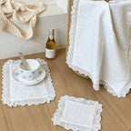 Korean Lace Ruffle Placemat – Cotton Coaster & Napkin Lace Ruffle Placemat Richie's