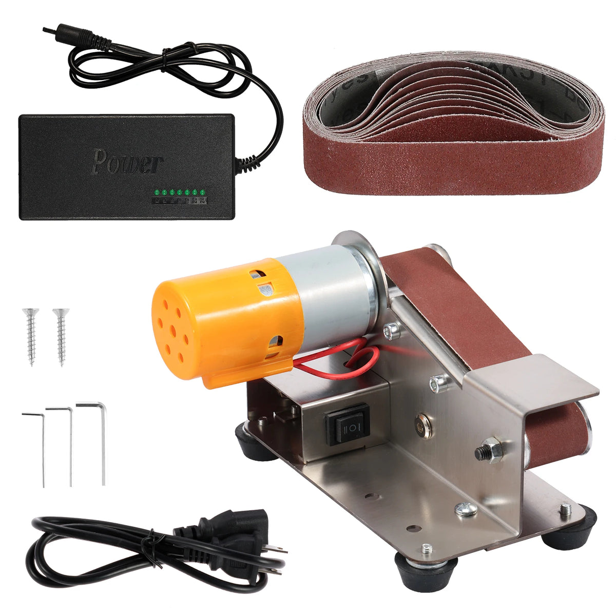 Mini Belt Sander 110-220V Variable Speed Grinding Polishing Tool Belt Sander Richie's Set B US Plug