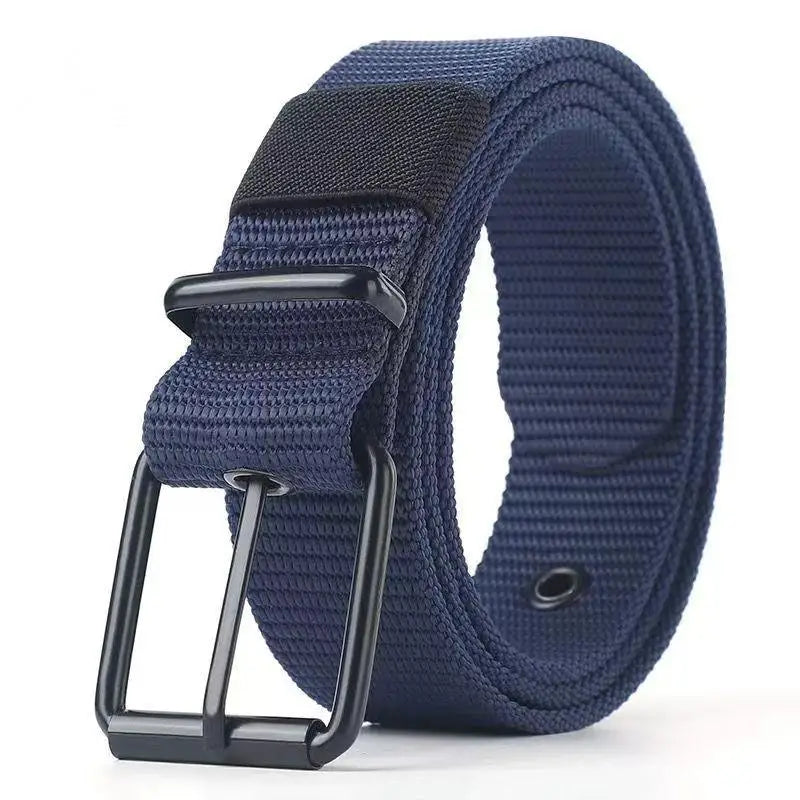 Unisex Canvas Pin Buckle Belt – Outdoor Sports Eyelet Belt Canvas Belt Richie's Blue