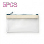 Zippered Money Pouch PVC Cash Bag for Coins, Bills & Office Zippered Money Pouch Richie's White 5pcs