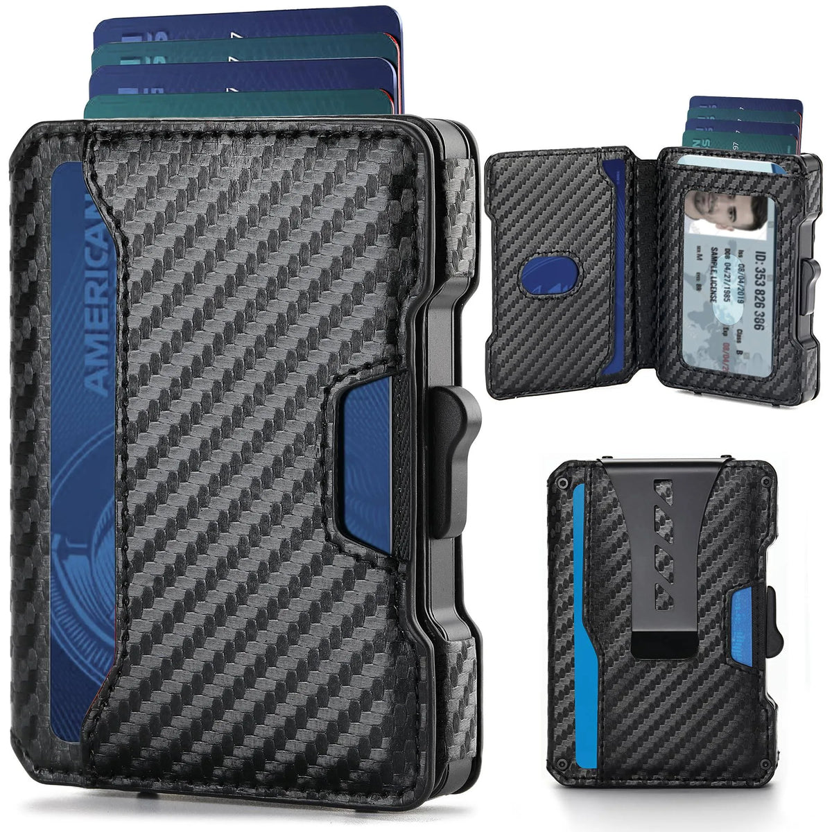 Zeeker EDC Pop-Up Slim Wallet – RFID Blocking Leather Card Holder Slim Card Wallet Richie's Carbon fiber China Mainland