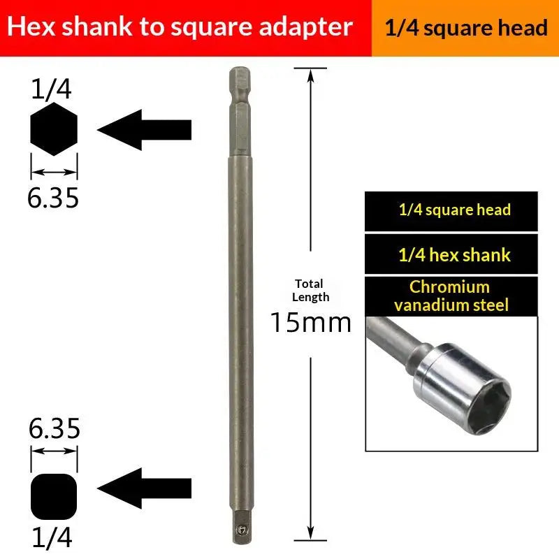 Chrome Vanadium Socket Adapter Set 1/4" 3/8" 1/2" Hex Shank Socket Adapter Set Richie's 150mm A