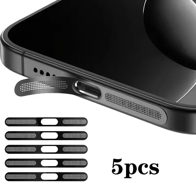 5-Pack Metal Anti-Dust Mesh Stickers for iPhone 17 Series Phone Dust Protector Richie's 5PCS Black