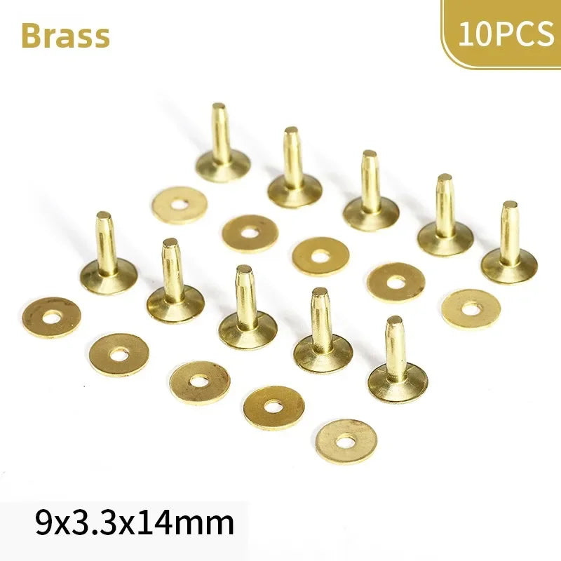KANDE Copper Rivets 10 Pcs – Leather Belt Luggage Fasteners Copper Rivets Richie's Y 9x3.3x14mm 10PCS
