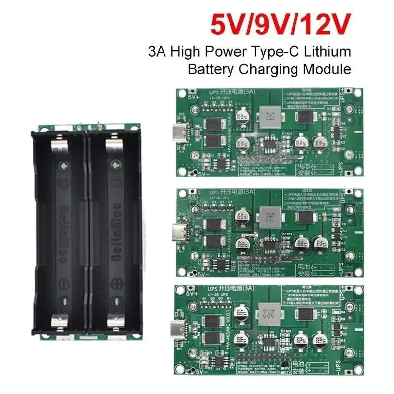18650 UPS Module Type-C 15W | 5V 9V 12V Boost DIY Board UPS Charger Module Richie's