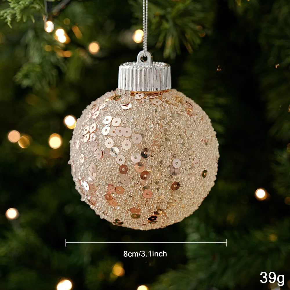 Sequin Christmas Bauble Shatterproof Hollow Plastic Xmas Ornament Christmas Ornament Richie's F