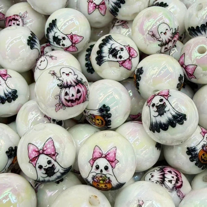 40pcs Iridescent Ghost Acrylic Beads 16mm Halloween DIY Craft Craft Beads Richie's Random Mix-40pcs