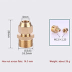Brass Flare Adapter Hexagon Male Thread 1/4" 3/8" 1/2" Connector Brass Pipe Fitting Richie's Pipe 8mm x 3-8-