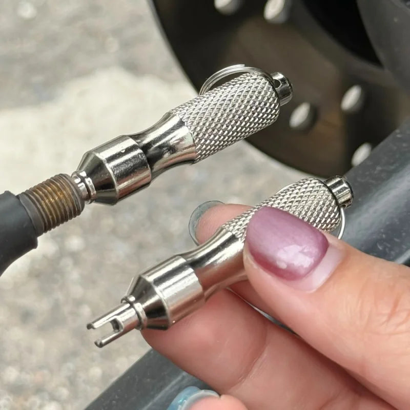 Stainless Steel Tire Valve Core Removal Tool with Keyring Tire Valve Tool Richie's