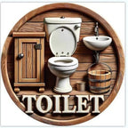 Wooden Hanging Bathroom Sign Round Farmhouse Wall Décor Wall Sign Plaque Richie's