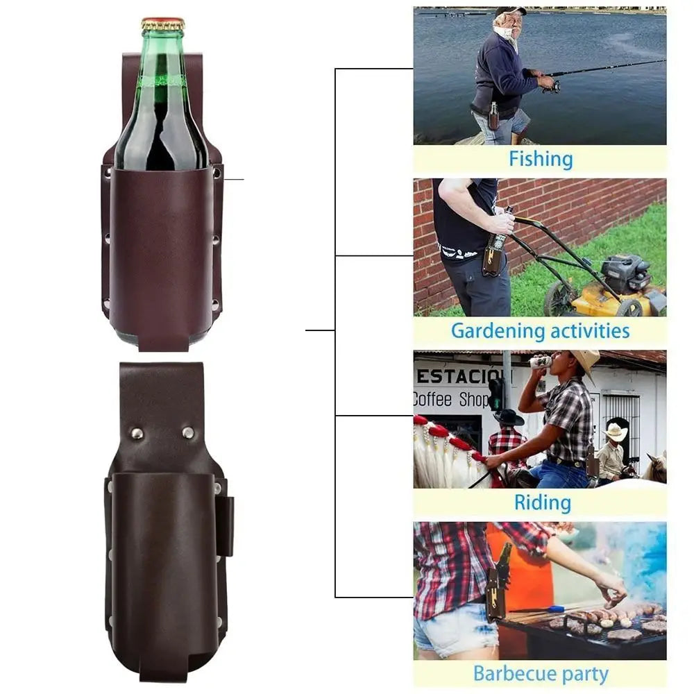 PU Leather Beer Bottle Waist Holster Belt Bag with Pen Holder Waist Belt Bag Richie's