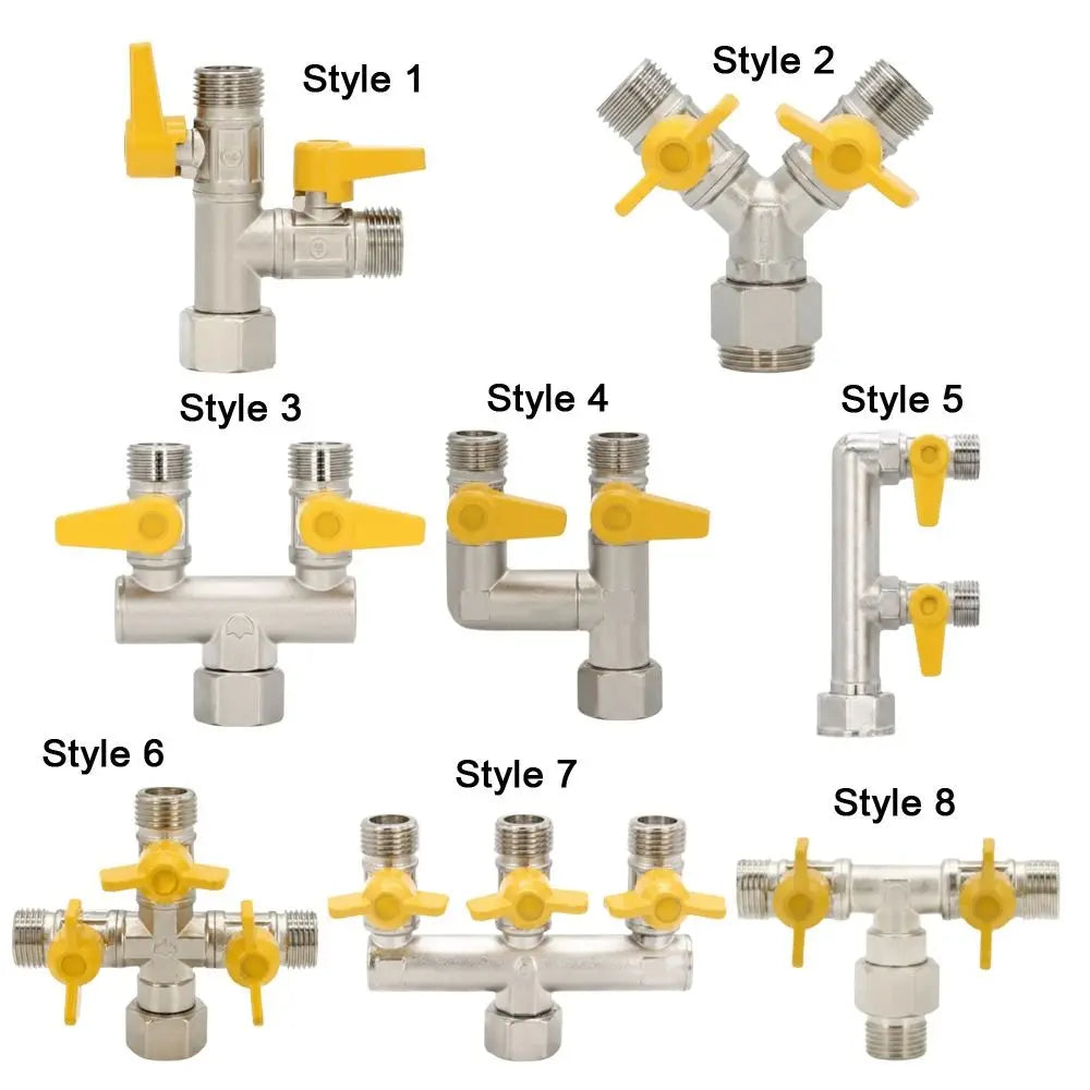 Brass 3-Way Y Diverter Valve 1/2" Hose Barb Shut Off Adapter Brass Diverter Valve Richie's