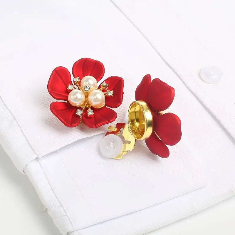 Pearl Flower Button Covers – Rhinestone Detachable Clips Button Cover Clips Richie's