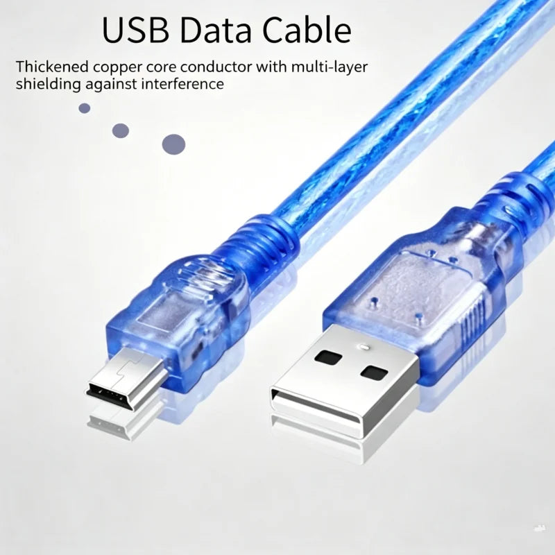 FUCHU USB 2.0 to Mini USB Cable – 0.3M to 5M Transparent USB Data Cable Richie's
