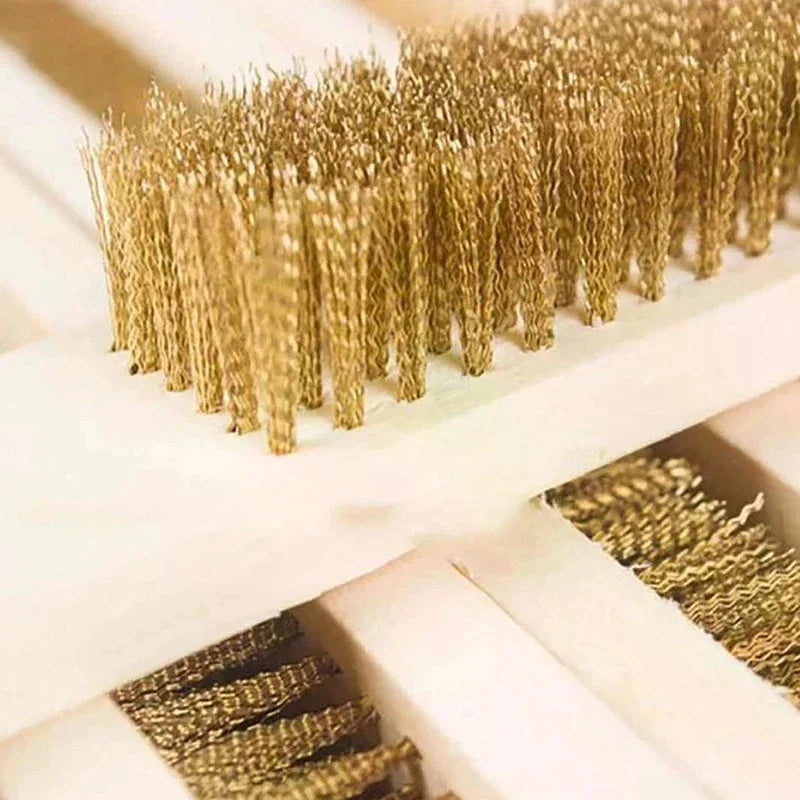 Wooden Handle Copper Wire Brush Set – Heavy-Duty Scrubbing Wire Brush Set Richie's