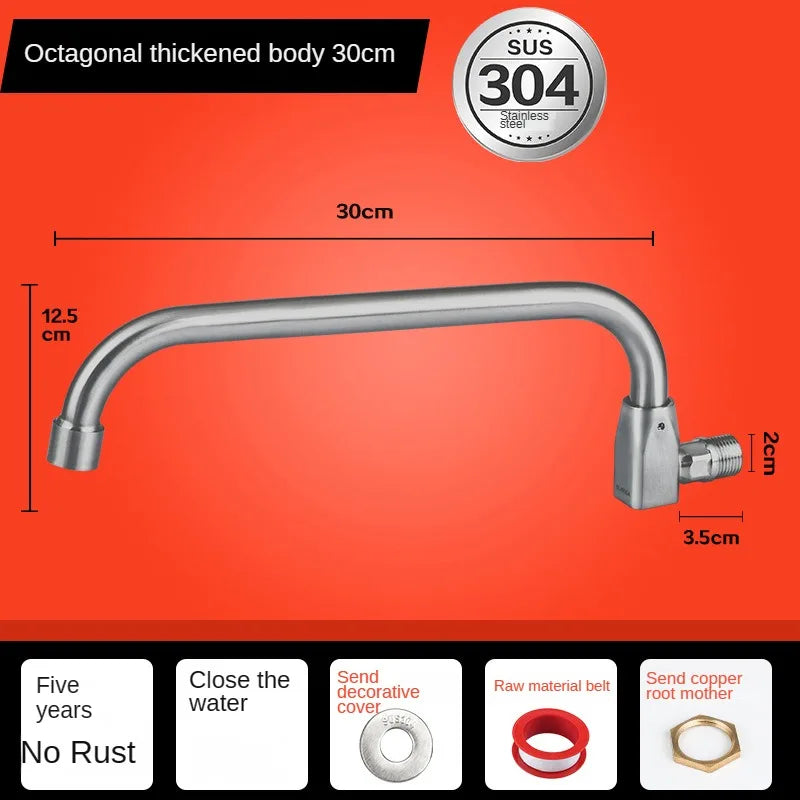 SUS304 Stainless Steel Wall Mount Kitchen Faucet – Swivel Spout Kitchen Faucet Richie's Aniseed 30CM