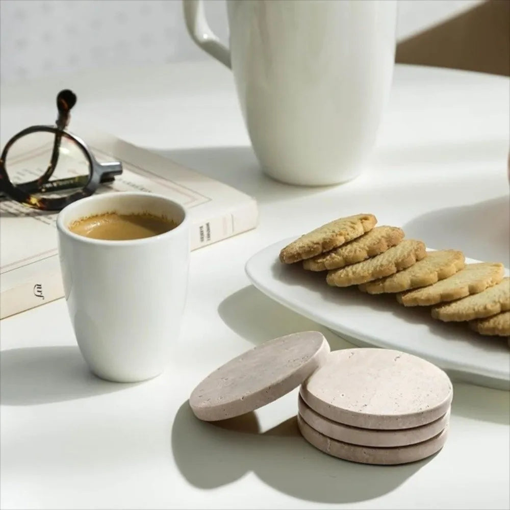 Natural Marble Coasters – Heat Resistant Non-Slip Travertine Set Marble Coasters Set Richie's