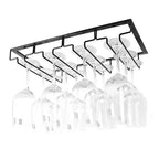 Iron Under Cabinet Wine Glass Holder Rack – Black | 2–6 Slots Wine Glass Rack Richie's 4 slots