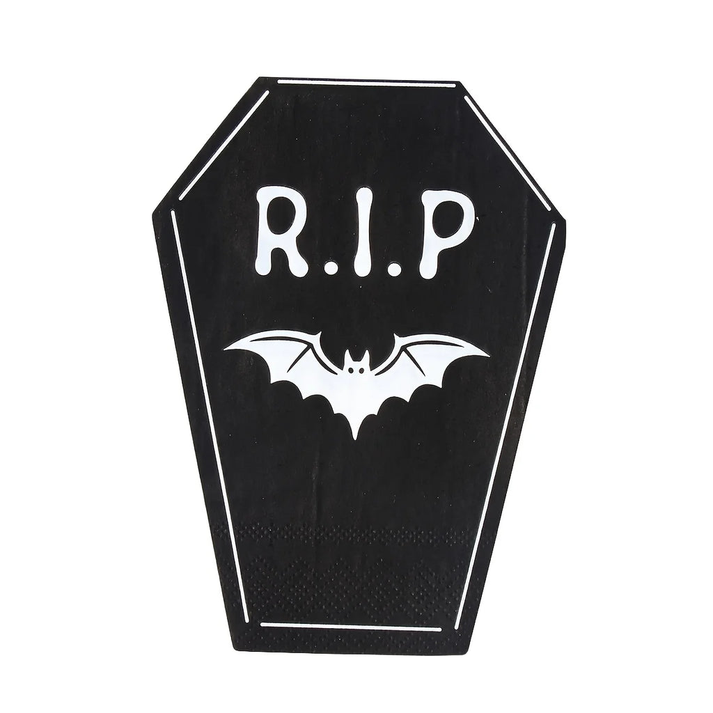 Halloween Coffin Shaped Paper Napkins R.I.P. Bat Design 20/40pcs Halloween Party Napkins Richie's