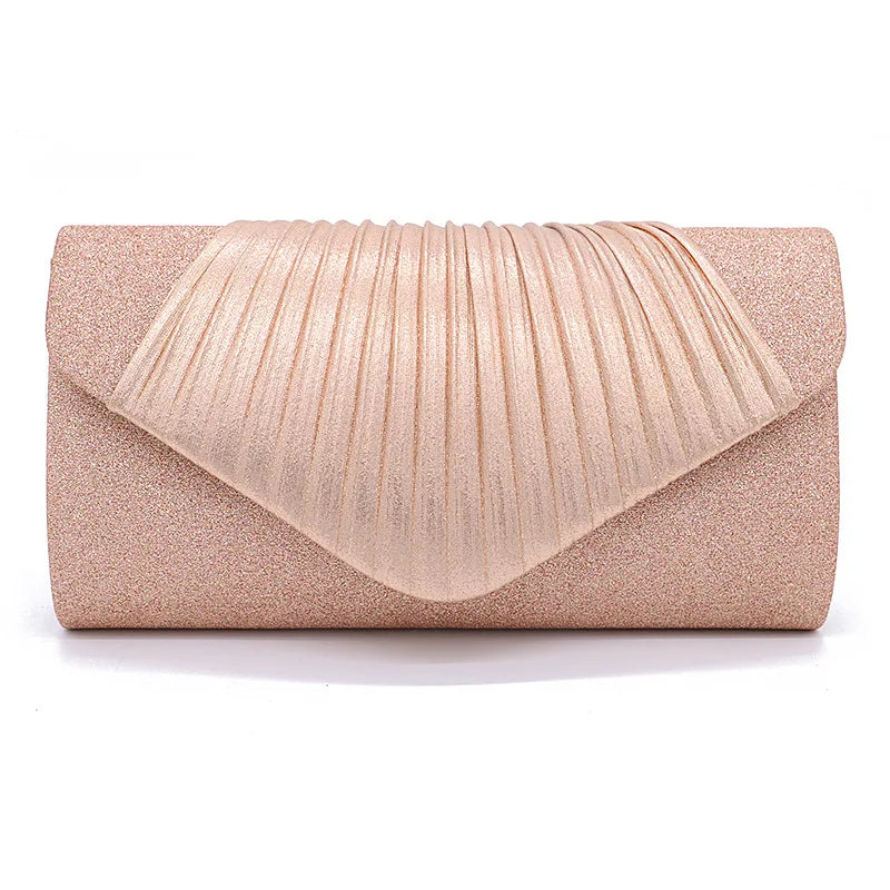 Women's Silk Evening Clutch Bag – Chain Shoulder Wedding Purse Evening Clutch Bag Richie's Pink