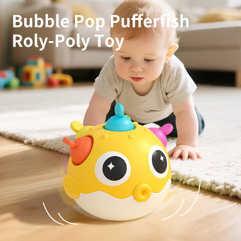 Baby Pufferfish Rattle Tumbler Toy | Teether & Bells 0–12M Baby Rattle Toy Richie's