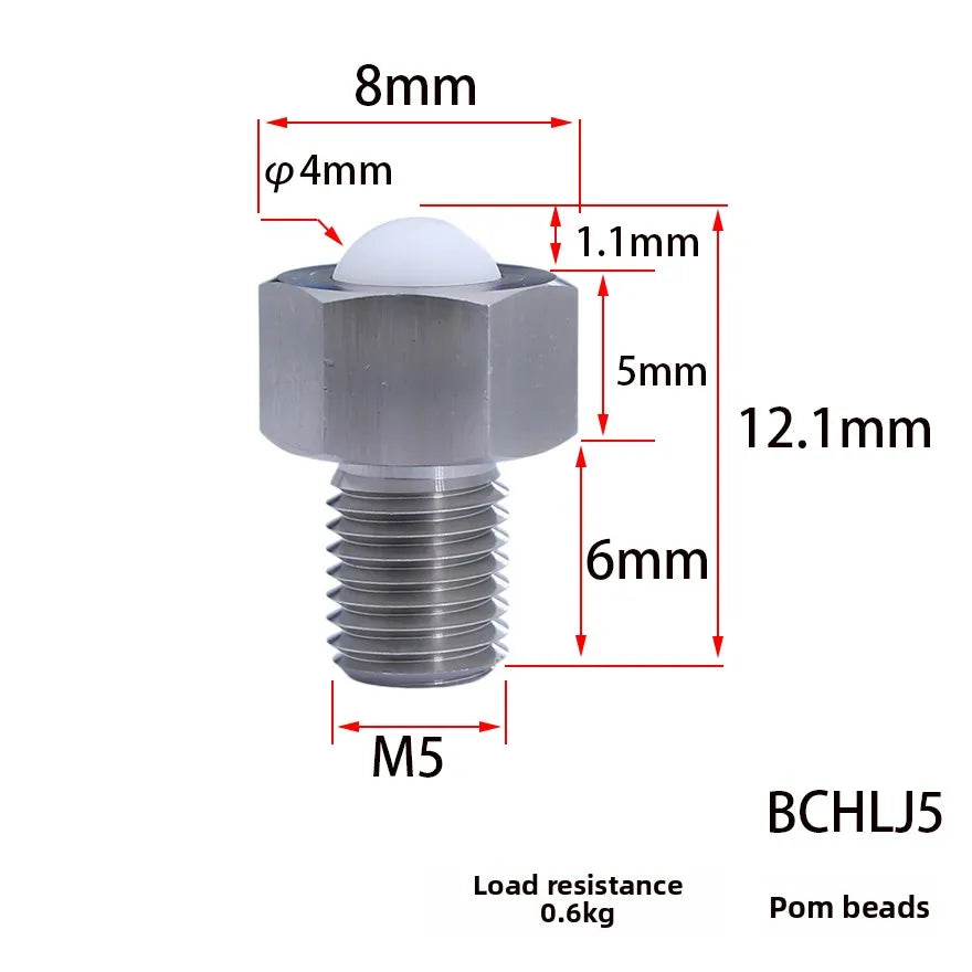 M5–M20 Universal Ball Hex Bolt – Conveyor Roller Connector Hex Bolt Connector Richie's BCHLJ5POMQDE03-5