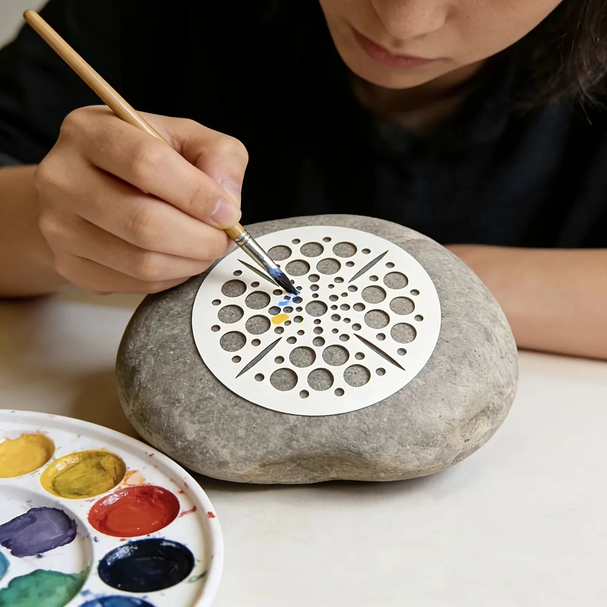 42-Piece Circular Mandala Hollow Stencils – Rock & Furniture Art Craft Stencil Set Richie's