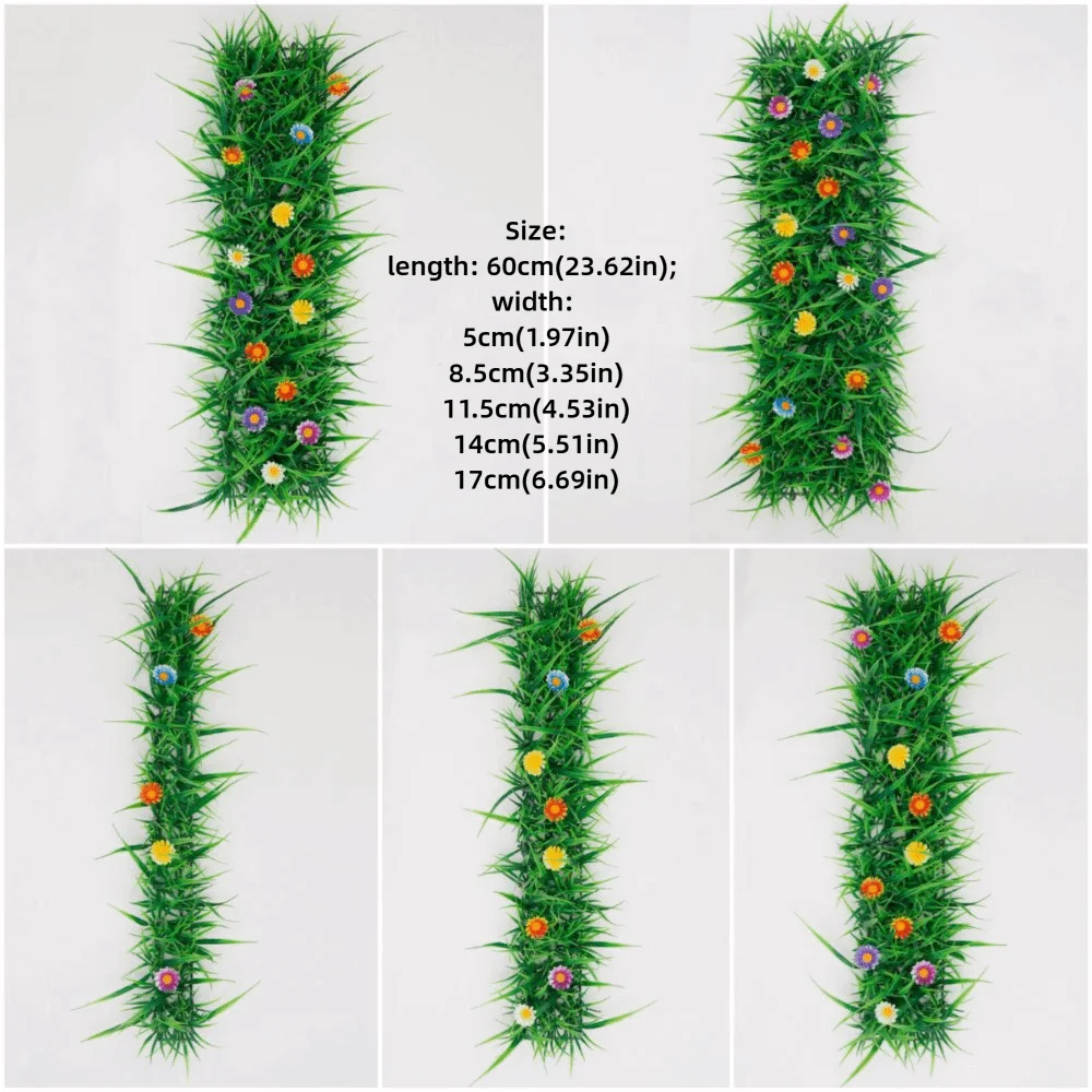 Artificial Grass Turf Mat with Flowers | Fake Green Lawn Decor Artificial Turf Mat Richie's