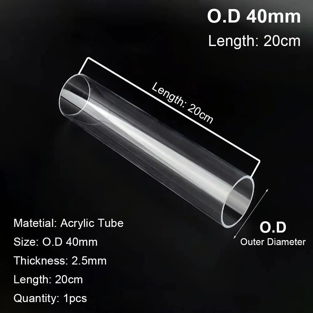 Clear Acrylic Tube for Aquarium & DIY – 20/50cm Multiple Sizes Acrylic Aquarium Tube Richie's OD40mm - 20cm