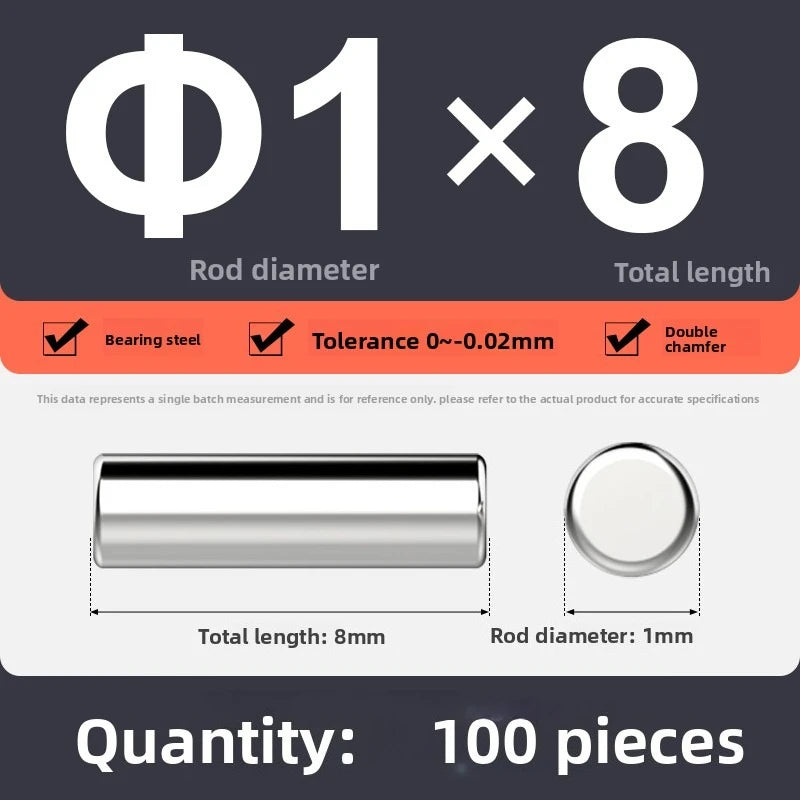 Veekaft 100pcs Bearing Steel Cylindrical Locating Pins M1 3–12mm Cylindrical Locating Pins Richie's M1x8 100pcs