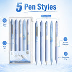 Silent Retractable Gel Pens 5-Pack | 0.5mm Black Ink Click Pens Retractable Gel Pens Richie's