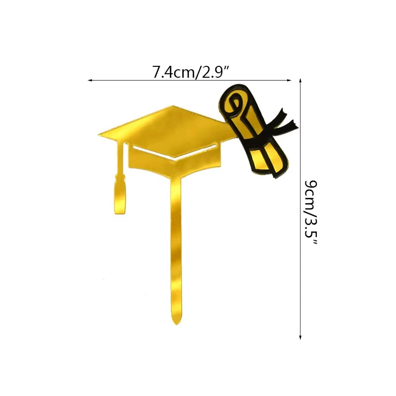 Black Acrylic Graduation Cake Topper – Gold Cap & Diploma Graduation Cake Topper Richie's Gold