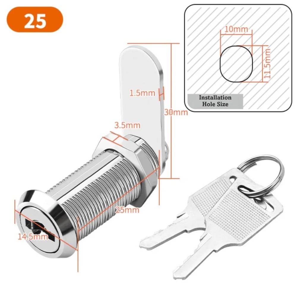 Zinc Alloy Drawer Lock with 2 Keys | 16–30mm Cabinet Lock Furniture Cabinet Lock Richie's 25mm